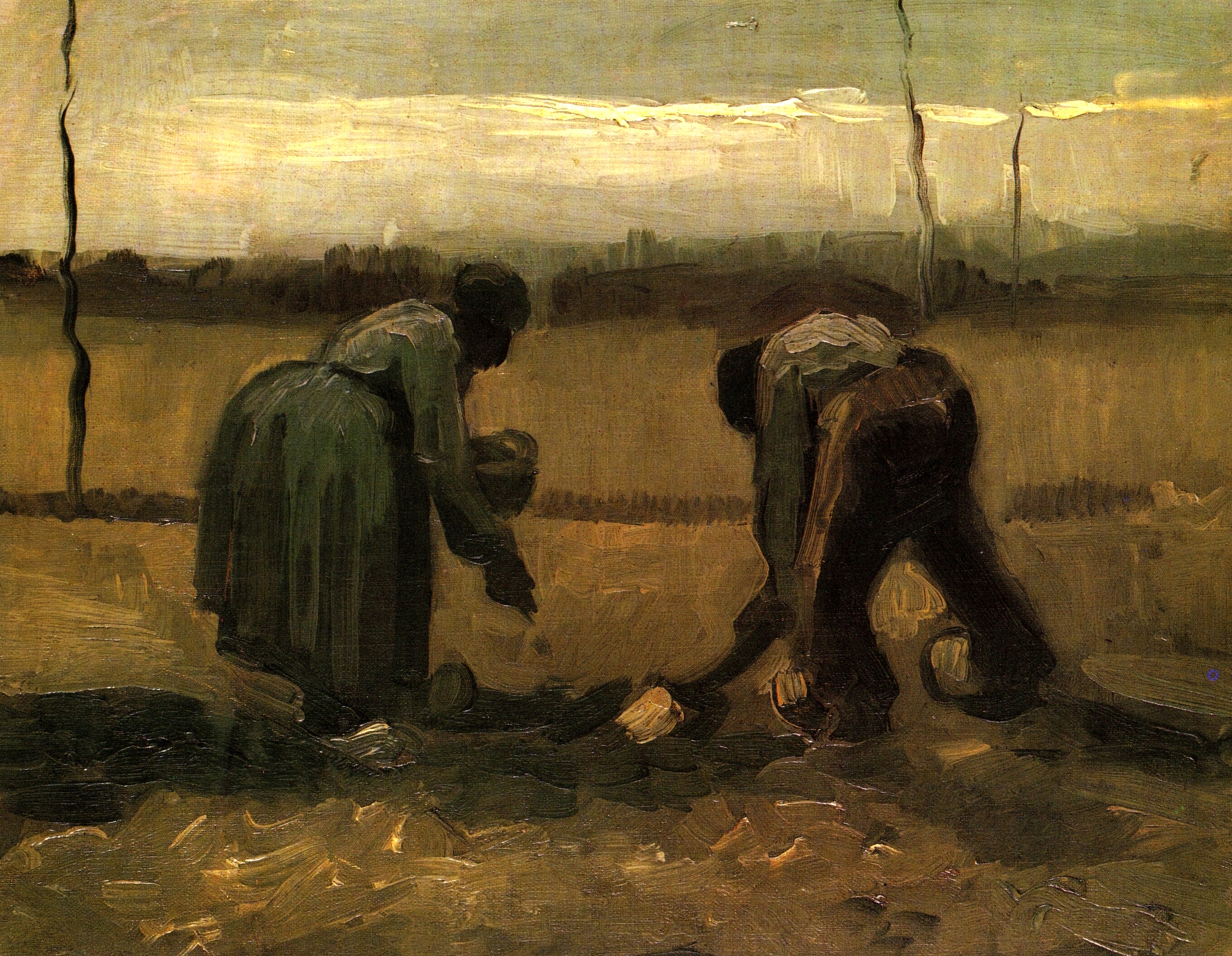 Картина Ван Гога Крестьянин и крестьянка сажающие картофель 1885